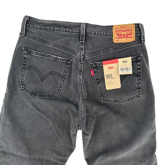 NWT Levis 501 Womens Black Cropped High Rise Straight Denim Jeans W29 L26 - Picture 4 of 11